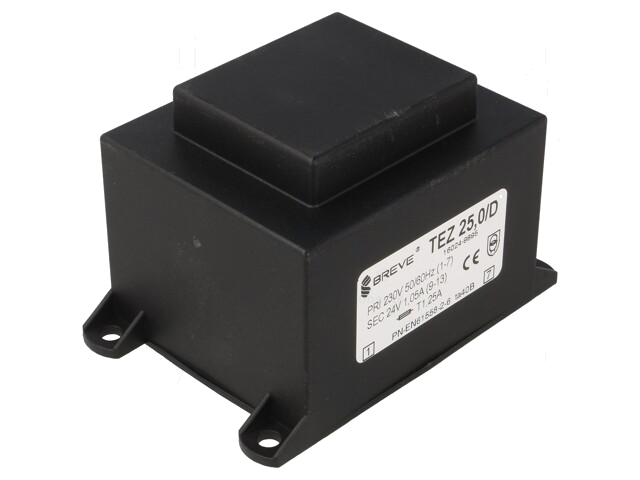 Transformator: ingegoten; 25VA; 230VAC; 24V; 1041,6mA; PCB; IP00 Transformator: ingegoten; 25VA; 230VAC; 24V; 1041,6mA; PCB; IP00